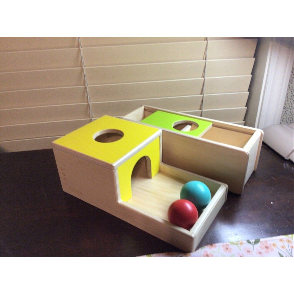 Lovevery Sliding Top Box & Ball Drop Box - Montessori Wooden Toys